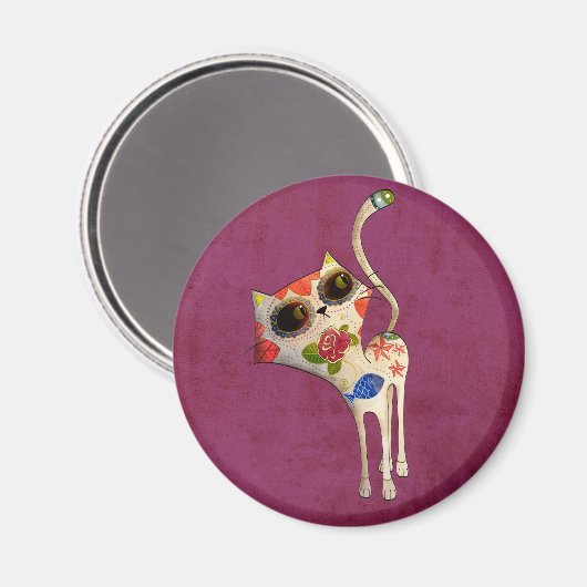 De dag van de dode witte schattige kat magneet (Voorkant / Achterkant)