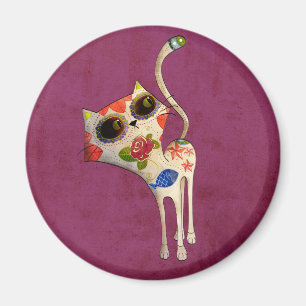 De dag van de dode witte schattige kat magneet