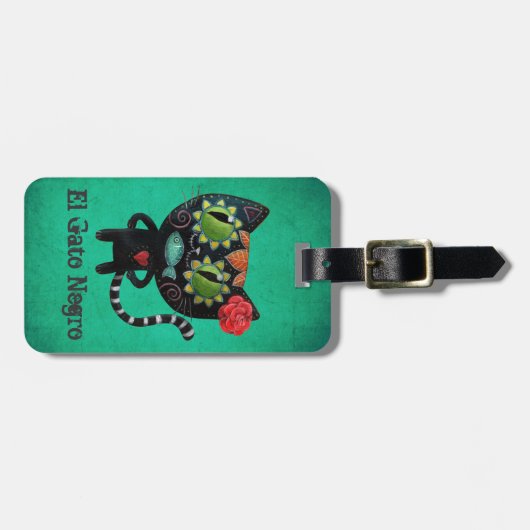 De dag van de dode zwarte kat bagagelabel (Voorkant horizontaal)