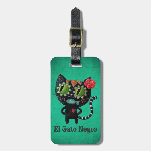 De dag van de dode zwarte kat bagagelabel (Voorkant verticaal)