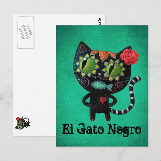 De dag van de dode zwarte kat briefkaart (Voorkant / Achterkant)