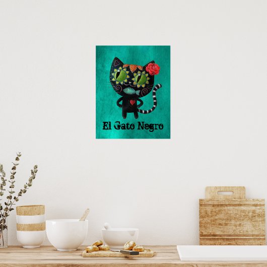 De dag van de dode zwarte kat poster (Keuken)
