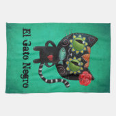 De dag van de dode zwarte kat theedoek (Horizontaal)