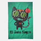 De dag van de dode zwarte kat theedoek (Verticaal)