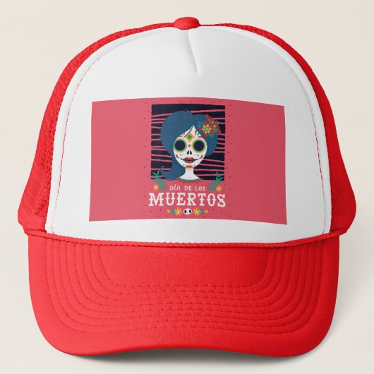 De Dag Van De Doden Mexicaanse Suiker Schedel Cade Trucker Pet (Voorkant)