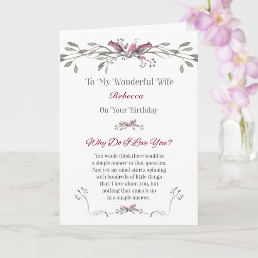 De dag van de geboorte aan Wife personaliseert met Kaart (Orchidee)