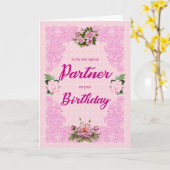 De Dag van de Partner met de Roze Kaart van Rozen (Gele Bloem)