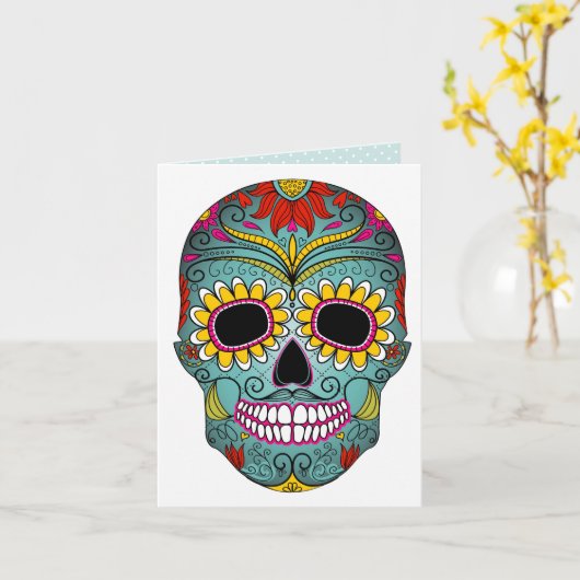 De Dag van de Schedel van de suiker van de Doden Kaart (Gele Bloem)