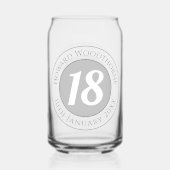 De Dag van de verjaardag met Naam, Leeftijd, & Dag Blikvorm Glas (Achterkant)