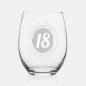 De Dag van de verjaardag met Naam, Leeftijd, & Dag Wijnglas Zonder Voet (Voorkant)