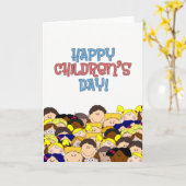 De Dag van gelukkige Kinderen - Glimlachende Kaart (Gele Bloem)