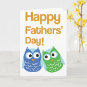 De Dag van gelukkige Vaders - Uilen Kaart (Gele Bloem)