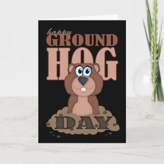 De Dag van Groundhog met Leuke Cartoon Groundhog Kaart (Voorkant)