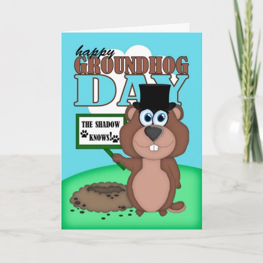 De Dag van Groundhog met Leuke Cartoon Groundhog Kaart (Voorkant)