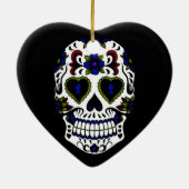 De Dag van Grunge van Dode Blauw & Rood Keramisch Ornament (Achterkant)