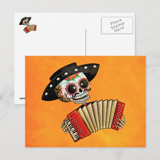 De dag van het dode skelet El Mariachi Briefkaart (Voorkant / Achterkant)