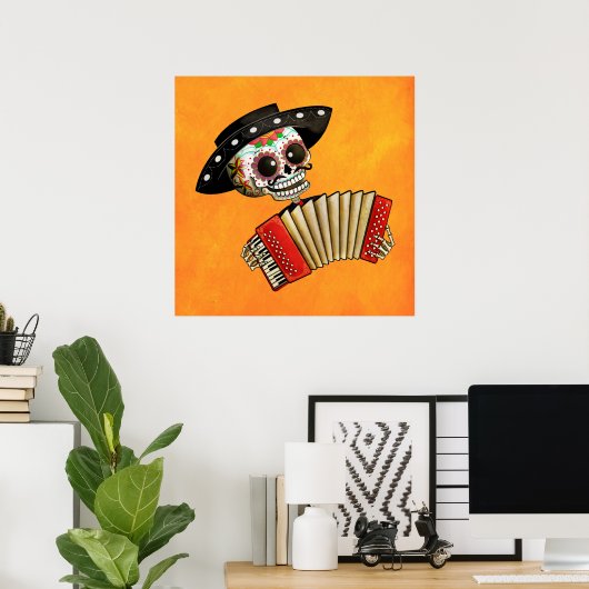 De dag van het dode skelet El Mariachi Poster (Thuiskantoor)
