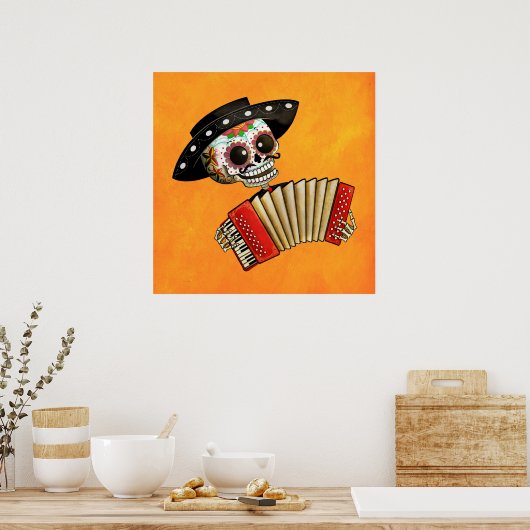 De dag van het dode skelet El Mariachi Poster (Keuken)
