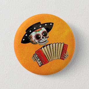 De dag van het dode skelet El Mariachi Ronde Button 5,7 Cm