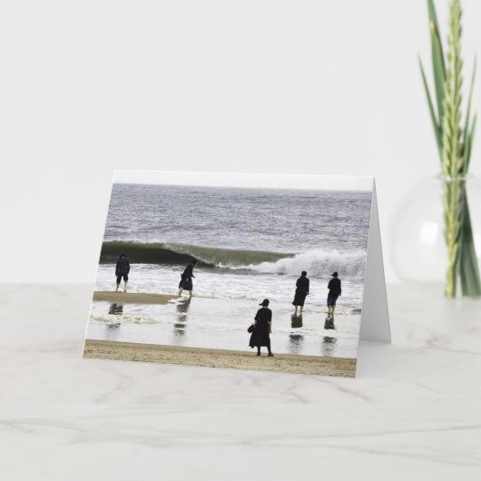 De Dag van het Strand van Amish Kaart (Voorkant)
