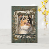 De Dag van vaders - Australische Herder - Dustine Kaart (Gele Bloem)