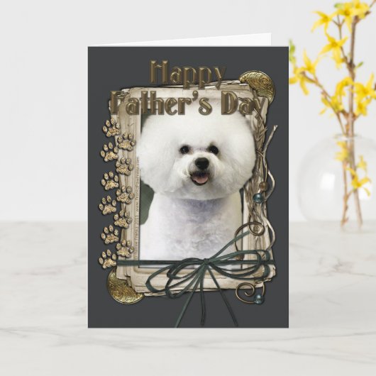 De Dag van vaders - de Poten van de Steen - Bichon Kaart (Gele Bloem)