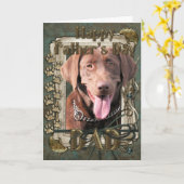 De Dag van vaders - Labrador - Chocolade Kaart (Gele Bloem)