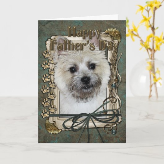 De Dag van vaders - Steenhoop Terrier - Teddybeer Kaart (Gele Bloem)