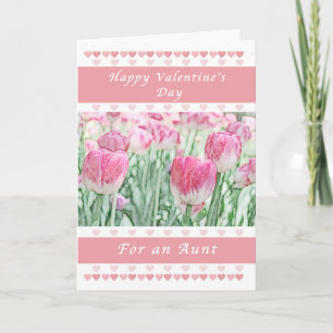 De Dag van Valentijn voor een Tante, Roze Harten Feestdagen Kaart