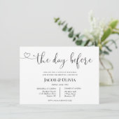 De dag voor bruiloft repetitie diner kaart (Staand voorkant)