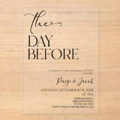 De dag voor bruiloft repetitie lunch acryl uitnodigingen (Voorkant)