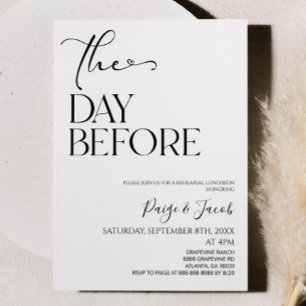 De dag voor bruiloft repetitie lunch kaart