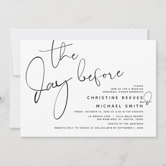 De dag voor de bruiloft, diner na de repetitie  kaart (Voorkant)