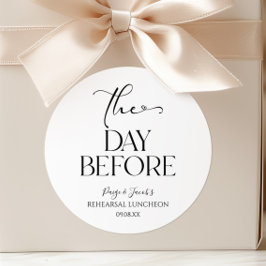 De dag voor de minimale bruiloft repetitie lunch ronde sticker