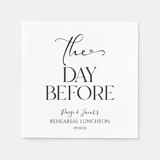 De dag voor de minimale bruiloft repetitie lunch servet (Voorkant)