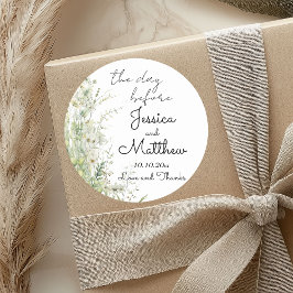 De dag voor Dusty Sage Green Flowers Wedding Ronde Sticker