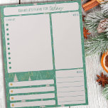 De dagelijkse boompanner neemt nota van maaltijden notitieblok<br><div class="desc">Aangepaste Daily Planner met dennenbomen in groen en goud. De planner heeft secties voor u om lijst,  nota's,  maaltijden en benoemingen of herinneringen te doen. Deze wegwerpblocnote is op elke pagina gedrukt om u 40 dagen te houden - perfect voor de winter en het vakantieseizoen.</div>