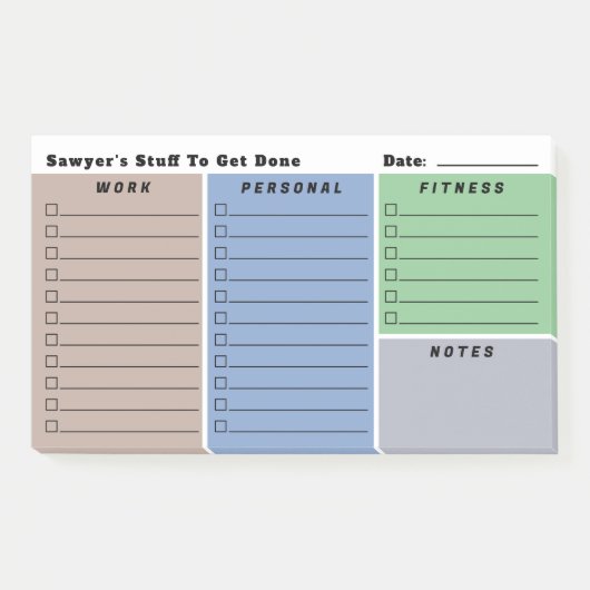De dagelijkse planningschecklists van Blue Green B Post-it® Notes (Voorkant)