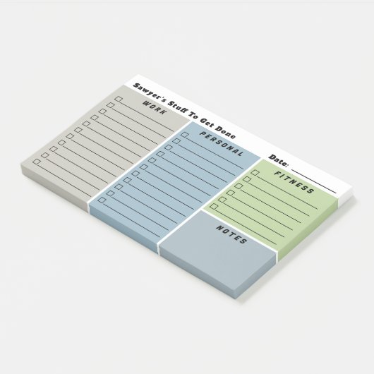 De dagelijkse planningschecklists van Blue Grey Ma Post-it® Notes (Schuin)