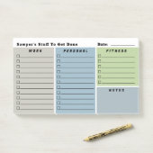 De dagelijkse planningschecklists van Blue Grey Ma Post-it® Notes (Op bureau)
