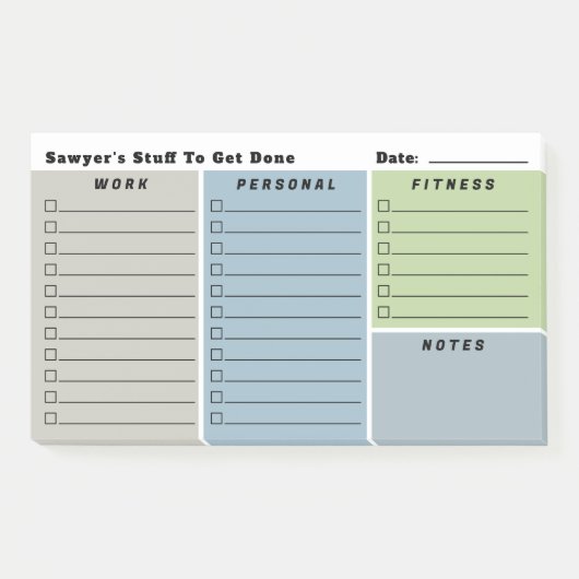 De dagelijkse planningschecklists van Blue Grey Ma Post-it® Notes (Voorkant)