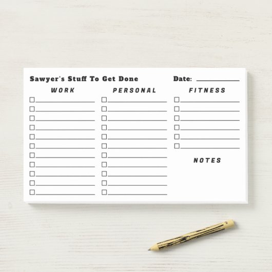 De dagelijkse planningschecklists van het Witte Ma Post-it® Notes (Op bureau)