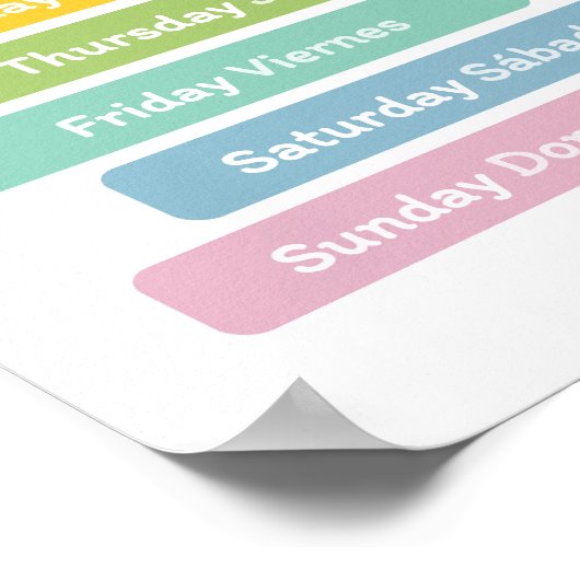 De dagen van de week (in het Spaans) Poster (Hoek)