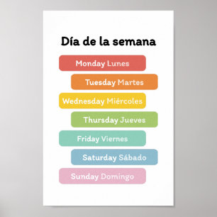 De dagen van de week (in het Spaans) Poster
