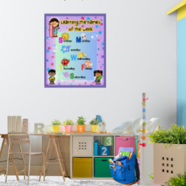 De dagen van de week kleurrijk leren poster