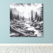 De dageraad breekt uit over de met dennen bedekte canvas afdruk (Insitu (Houten vloer))