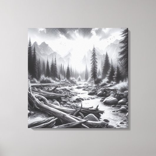 De dageraad breekt uit over de met dennen bedekte canvas afdruk (Voorkant)