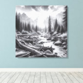 De dageraad breekt uit over de met dennen bedekte canvas afdruk (Insitu (Houten vloer))