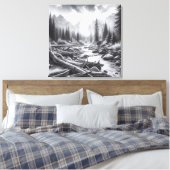 De dageraad breekt uit over de met dennen bedekte canvas afdruk (Insitu (Slaapkamer))