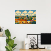 De daken van Brighton & Hove – Whimsical Townscape Poster (Thuiskantoor)